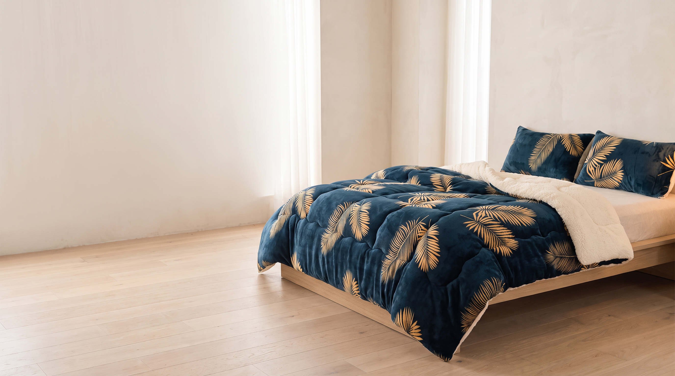 Nordic Cloud winter quilt on a bed in a bright Scandinavian bedroom